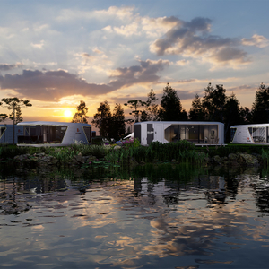 Luxury Prefabricated Pod Shaped Prefabricated Movable Steel Structure Container Home Apple Cabin Kit Home for Sale